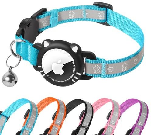 AgoumLux Riflettente Collare Gatti Compatibile con Apple Airtag Collare Air Tag Gatto con Fibbia di Sicurezza per Gattini, Air Tag GPS Non Incluso