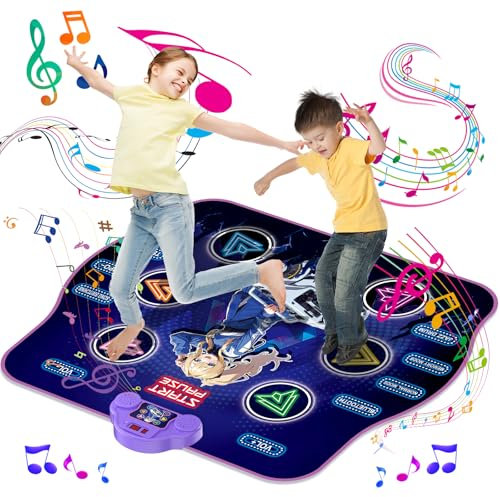 GARNHLOB Bluetooth Tanzmatte für Kinder 3 4 5 6 7 8 9 10+ Jahre Alte Mädchen Dance Mat 6 LED Lichtpfeile Tanzmatte Musikmatte 5 Tanzmodi und Anti-Rutsch Material Kinder Geschenke Spielzeug