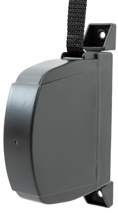 IdeaGenesis - Recogedor plegable de persiana enrollable - Enrollador abatible con cinta para fijación en pared o marco ventana - Sistema universal resistente (Negro cinta negra, Cinta 18mm)