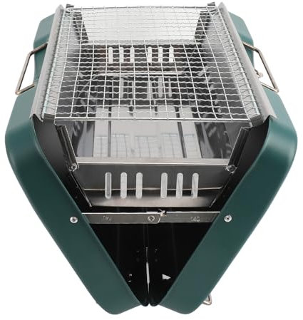 Grill à Charbon Portable, Valise de Barbecue en Acier Inoxydable 410, Grill de Table Pliable, Mini Barbecue au Charbon de Bois, Mini Grill de Camping pour le Camping, les