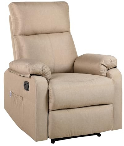 ECODE® Sillón Reclinable Manual de Tela con Calor Lumbar, Reposabrazos Lavables, Sistema Pared Cero y USB de Carga – Comodidad para Personas Mayores en Salones o Espacios Reducidos