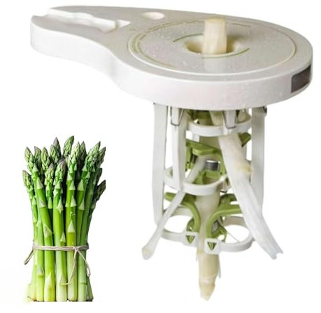 Pelador de espárragos con 6 cuchillas de precisión, pinza de tornillo y maja, pelador manual sin potencia para cocina, diseño de pinza ajustable, fácil de despegar