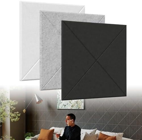 ACXIN Paneles acústicos 3D, autoadhesivos, absorbentes acústicos para revestimiento de paredes y acústica de habitaciones, paneles de pared de aislamiento acústico, paneles de pared de aislamiento