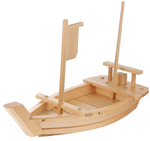 Cabilock 1pezzi Barca Per Servire Sushi in Legno Piatto Forma Di Barca Per Sushi e Sashimi Vassoio in Legno Per Alimenti in Stile Giapponese