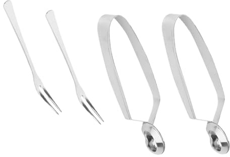 KICHOUSE 4 pezzi Posate Escargot in Acciaio Inossidabile Pinze Antiscottatura e Forchette per Lumache Utensili da Cucina per Cena Francese Facili da Pulire e Resistenti