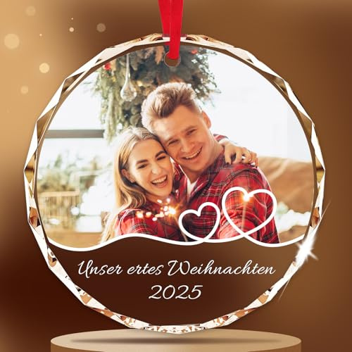 Personalisierte Weihnachtskugel mit eigenem Foto – Individueller Christbaumschmuck Geschenk für Frau, Mann, Familie & Paare – Foto Weihnachtskugel Personalisiert für Baum Deko Innen/Outdoor