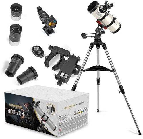 Télescope Omegon Horizon CR N 114/500 AZ-Bellavista | Télescope Compact | Miroir Principal parabolique | Porte-oculaire Crayford | Monture AZ-Bellavista | Grand Angle et transportable