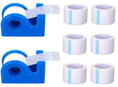 6st Medicinsk Papperstejp med 2 Dispenser, 1,23cm x 9,14m Mikroporös Första Hjälpen Tejp Hypoallergen för Känslig Hud Andningsbar Kirurgisk Bandage för Sår