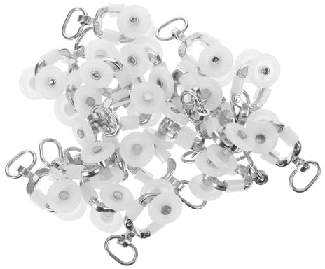 Veemoon Lot de 20 Poulies de Guidage pour Rails de Rideaux en Plastique et Acier Inoxydable, Roulettes Silencieuses pour Tringles Coulissantes, Glisseurs Compatibles pour Fenêtres,
