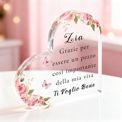 Regalo Zia, Regalo Zia Compleanno, Regali per Zia da Nipote Cuore Decorativi Acrilico Placca, Regali Di Ringraziamento per La Zie, Regali Festa della Mamma, Regali Zie Natale, Ricordo per Zietta