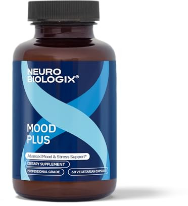 Neurobiologix Mood Plus for Men and Women, Mood & Stress Support Supplement with GABA, 5-HTP, Ashwagandha, Magnesium & Chamomile for Emotional Balance, Relaxation & Serotonin Support, 60 Capsules