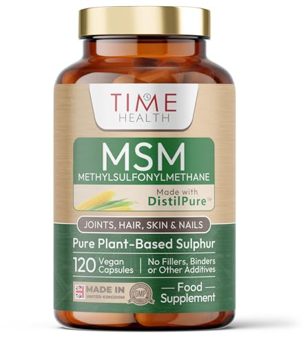 DistilPure MSM - Plant-Derived Sulphur 1000mg Capsules - UK Manufactured - Zero Additives - Pullulan - 120 Capsules