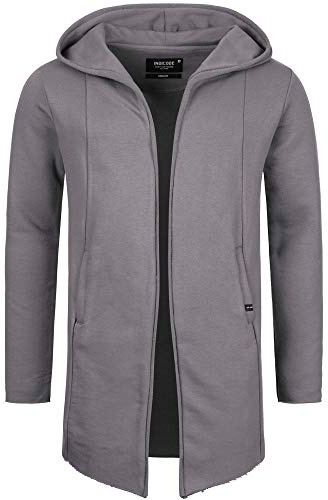 Indicode Herren Brekstad Oversize Sweatjacke mit Kapuze aus Baumwolle | Sweater Männer Pewter, L