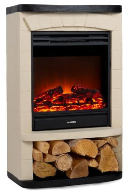 Klarstein Carinthia - Elektrokamin, Elektrischer Kamin, 900/1800 W, 2 Heizstufen, OpenWindow Detection, LED-Flammenillusion, zuschaltbare Heizung, 5 Helligkeitsstufen, Creme