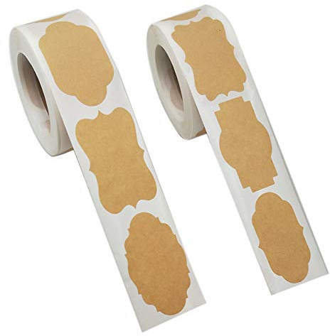 Etichette Adesive Personalizzate,600 Pezzi Handmade Etichette, Adesivi Personalizzati Per Buste, Borse Da Festa, Bottiglie,Carta Kraft Etichette Vuote,6 Forme Adesivi Piccoli Regalo
