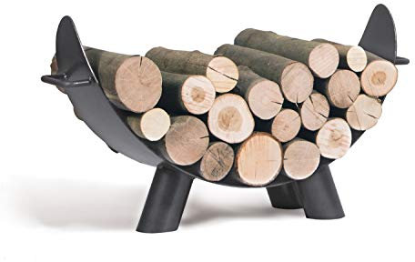 Kaminholzregal Mila Breite 80 cm Holzregal für Kaminholz Kaminholzablage aus Stahl Holzkorb CookKing
