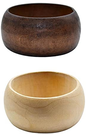 Round DIY Natural Wooden Large Bangles Handmade Ethnic Wood Cuff Bracelet Vintage Simple Round Natural Wooden Chunky Bracelet for Women Jewelry-Brown White