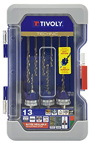 Tivoly 11900770001 Ranger 13pcs Coffrets de Forets HSS + butées Spécial Terrasse