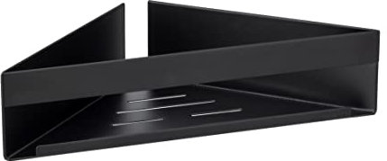 WENKO Turbo-Loc Eckablage Genova Black, Eck Badablage, Befestigen ohne Bohren, 36 x 8 x 17 cm, Schwarz