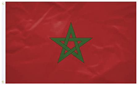 Bandiera Marocco – 150 x 240 cm – Tessuto rinforzato – Cucitura durevole – Colori vivaci – Bandiera esterna interna – Occhielli incorporati – Bandiera nazionale