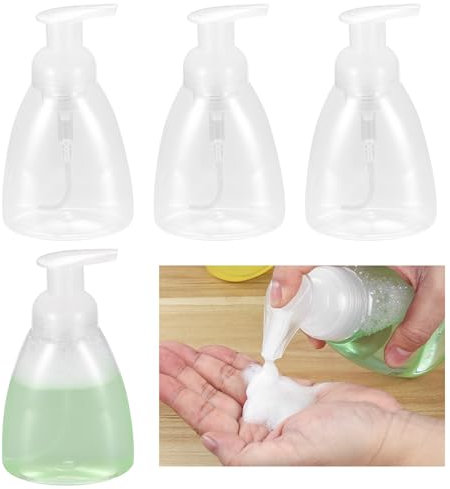 qxayxa 4 Pcs 350ml Foam Soap Dispenser, Foaming Pump Bottles, Refillable Plastic Foam Hand Soap Dispenser, Foaming Soap Dispenser, Liquid Hand Pump Dispenser for Soap Shampoo Hand Wash Foam Dispense