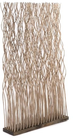 CREEDWOOD RAUMTEILER Kinki | 110x70x17cm(HxBxT), Weidenholz | Zweig Raumtrenner, Paravent, Deko Stellwand, Mobile Trennwand, Weiden Dekoelement, gewellter Sichtschutz | Farbe: grau