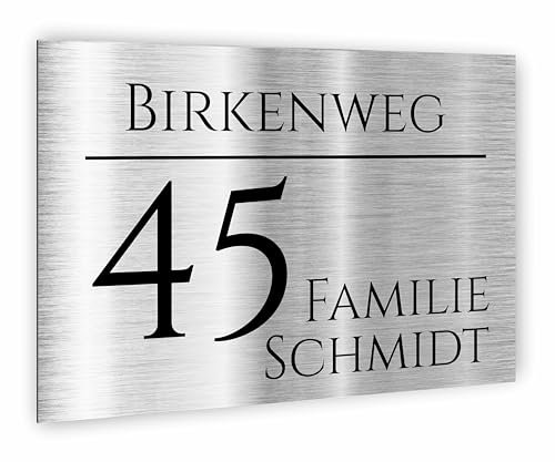 Premium Hausnummer | individuell anpassbar | Aluverbund silber gebürstet | UV Beständig | Witterungsfest