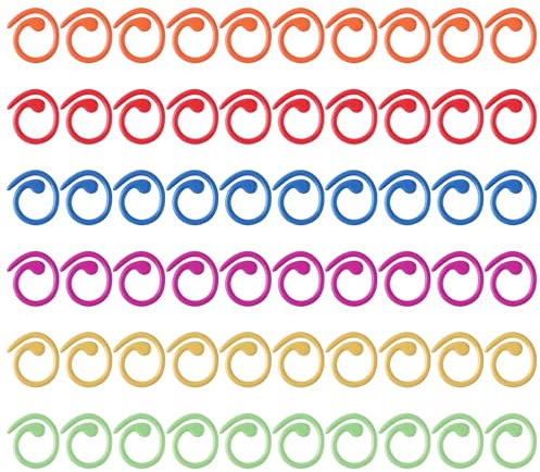 60 PCS Spiral Metal Stitch Markers Knitting Markers Rings Crochet Stitch Rings Colorful Markers Stitch Crochet Locking Markers for DIY Craft Project Knitting and Crocheting