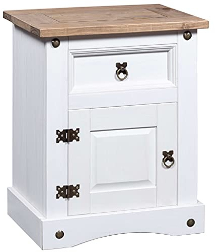 HEFZGDB Bedside Cabinet Mexican Pine Corona Range White 20.9x15.4x26 End Tables Side Table Night Stand Suitable for Living Room, Bedroom, Porch.