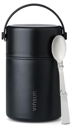 VINSUN Termo para Comida 800ml con Cuchara - Acero Inoxidable, a Prueba de Fugas, Sólidos y Líquidos - Fiambrera Termica de Doble Pared para Trabajo, Escuela, Senderismo