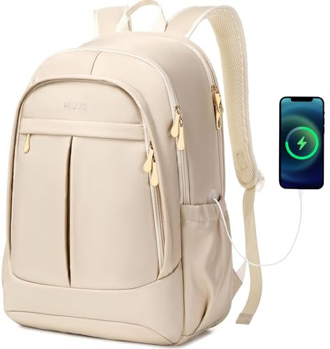Hidds Mochila de viaje para laptop de 15.6 pulgadas con agujero de carga USB, mochila universitaria, mochila negra de trabajo para computadora, Campagne, L, Mochilas de día, mochila de viaje, mochila