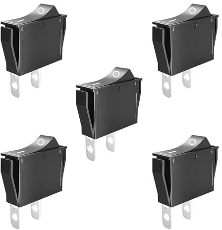 SCOOYUCK 5 Pièces Interrupteur à Bascule, SPST 13.5mm x 30mm 2 Broches ON/OFF, 12V 24V 125V 250V Interrupteur a Bascule, Pour Voiture Bateau Appareils Ménagers
