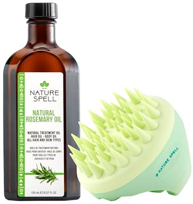 Nature Spell Rosemary Oil for Hair Growth with Scalp Massager, Pre-Diluted Scalp Oil Stimulates Growth & Strengthens Dry, Damaged Strands, Vegan, For All Hair Types & Textures, 150ml