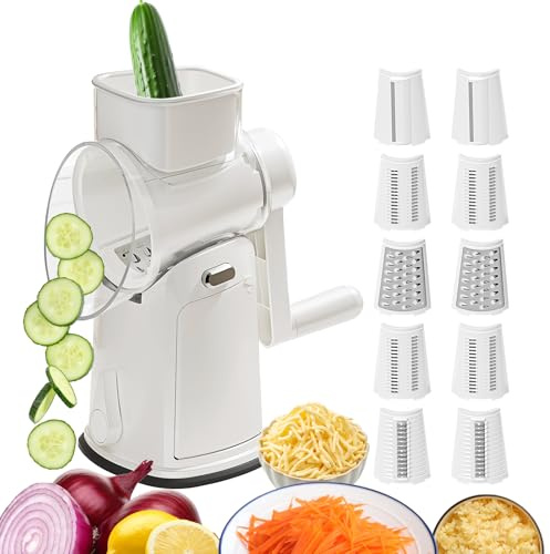Affettaverdure – Grattugia rotativa per frutta e verdura, tritatutto a manovella, gadget da cucina per carote, cipolle, formaggio, frutta, cetriolo, patate, limone, cavolo, noci