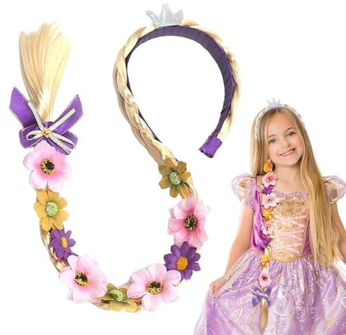 Fascia intrecciata Rapunzel, Principessa Parrucca per Bambina, Trecce Capelli Estensioni, Parrucca Intreccia, Fascia Principessa Rapunzel Trecce, per Carnevale Haloween Festa Cosplay (A)