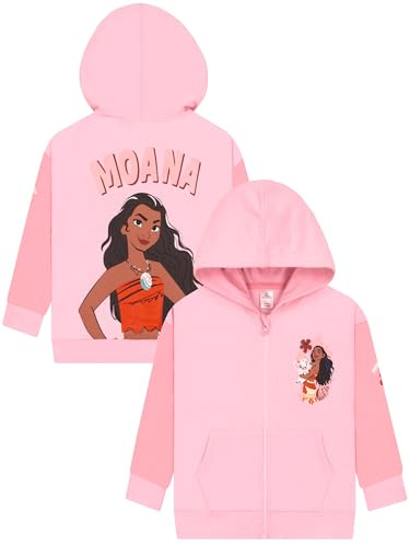 Disney Moana Huvtröja För Flickor, Rosa Hoodie Med Dragkedja, Bomullströja För Barn, Moana Zip Hoodie