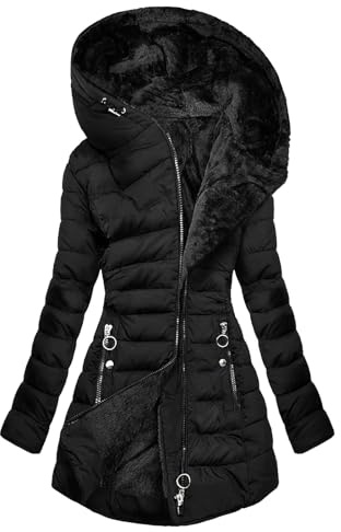 Chaqueta acolchada para mujer, cálida y larga, chaqueta de invierno forrada de forro polar, chaqueta de plumón, de algodón, elegante, chaqueta de forro polar de manga larga, informal, chaqueta/1