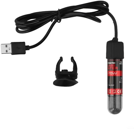 Nedsänkbar värmestång för akvarium, 90 mm, USB-akvarievärmare med automatisk 26 °C termostatkontroll, IP68 vattentätt hårt glasrör och snabb uppvärmning för små akvarier (10 W)