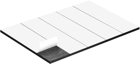 OUZRETUCU Magnetiska remsor med självhäftande baksida, 5-pack starka självhäftande magnetband på baksidan – 75 x 20 mm (3 tum x 2 mm), flexibla hållbara självhäftande magneter för kylskåp, DIY