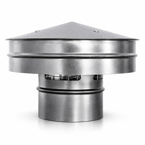 Easy Act Capot de toit, taille 200 mm, pour tuyau de ventilation avec grille, fermeture sûre des tuyaux de ventilation et d'évacuation, métal, argenté