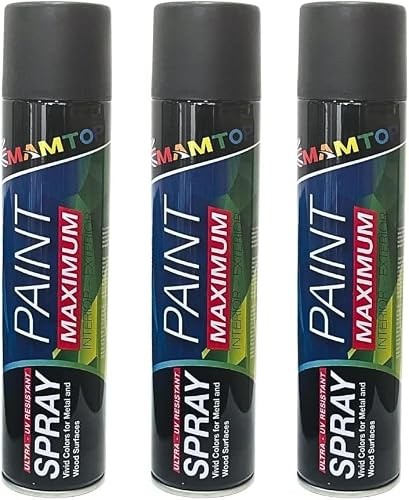 CVS2020.COM Universal Acrylic Black Spray Paint 3x 300ml – Fast Drying Solvent-Based Aerosol for Wood Plastic Glass – UV Resistant, Weatherproof, Rust Protection for Interior & Exterior Use (3)