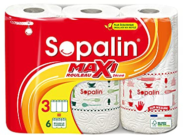 Sopalin - Carta assorbente decorata su misura, 3 = 6 rotoli