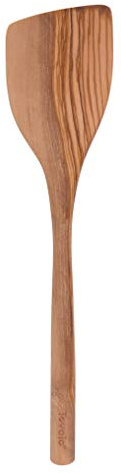 Tovolo Olivewood Angled Turner Spatula, Natural Wood Turner for Cooking & Baking, Wide Flat Edge Pancake Flipper, Safe for Nonstick Pans & Cast Iron Skillets, 12.5 Kitchen Tool