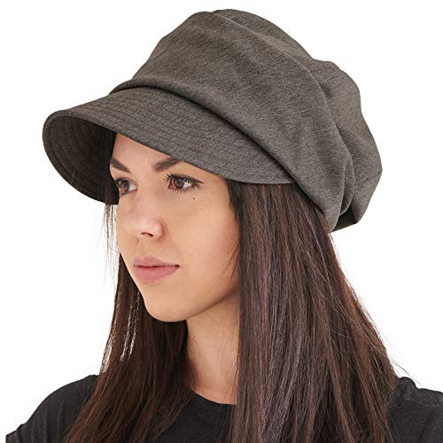 CHARM Schirmmütze Kappe Newsboy Flat Cap - Winter Bio-Baumwolle Hat Weite Mütze Braun