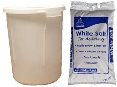 KetoPlastics 25L White GRIT BIN with 10KG White Rock GRIT Salt ICE Snow