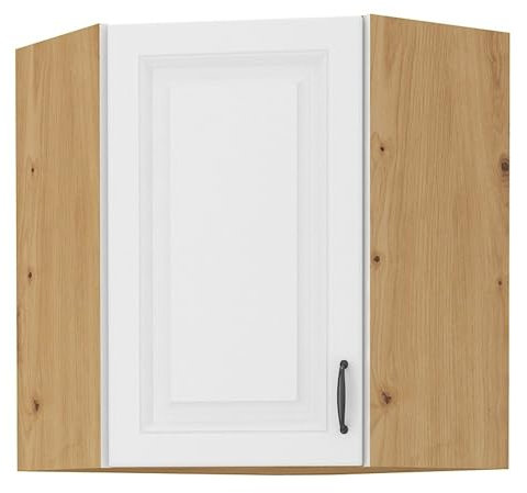 Eckhängeschrank 60x60 cm Stilo Weiss Eiche Artisan Küchenzeile Küchenblock Küche
