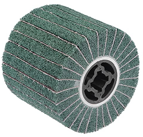 sourcing map Roue de polissage non tissée 120 mm x 100 mm en tissu abrasif à lamelles en nylon Grain 220 pour acier inoxydable