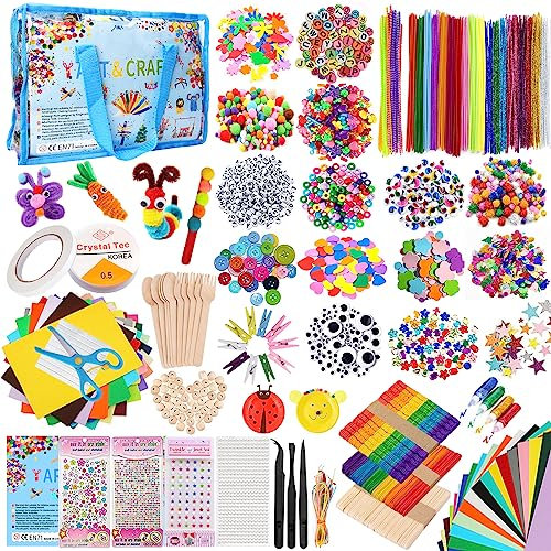 YUTUY Pipe Cleaners Crafts Set pour Enfants,Kit Bricolage Enfant,2650+ Pcs Set Activite Manuelle ,DIY Pompons Loisirs Creatifs avec Boules de Noël, , Plume