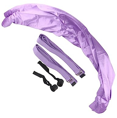 VGEBY Aerial Strap, Elastic Aerial Yoga Hammock Strong Bearing Folding Leg Stretcher Strap Flexibility Trainer for Home Exercises (Purple)