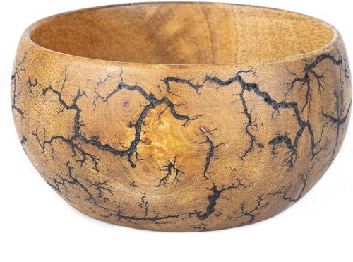 KPAVIR Fractal Burn Wood Bowl, Decorative Bowl Small, 6 Diameter x 3 Height, Single Bowl, MN-DECORATIVE_BOX_1